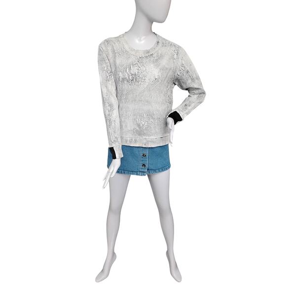 AIKO Galileo Marble Sweatshirt Size XS Gray Crewneck Long Sleeve - Picture 2 of 6